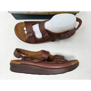 SAS SAN ANTONIO SHOES TRIPAD RELAXED AMBER BROWN LEATHER SANDALS WOMENS 12 N NEW